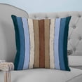 thumbnail image 4 of 18x18 Pillow Covers Set of 2, Blue Brown Throw Pillow Covers Decorative Couch Cushion Case, Farmhouse Wood Grain Vintage Vertical Striped Microfiber Square Pillowcases for Bedroom Car Living Room, 4 of 7