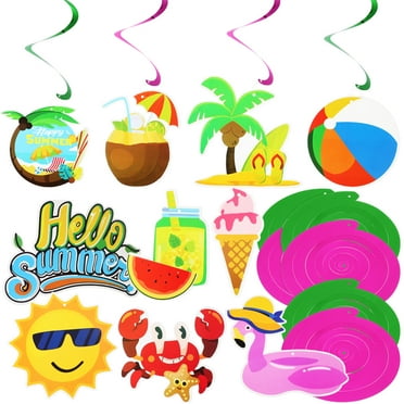 Summer Hawaiian Beach Pool Party Spiral Charms 10 Pack The Banner Ceiling Decorations Streamers Hanging Swirls Pcs
