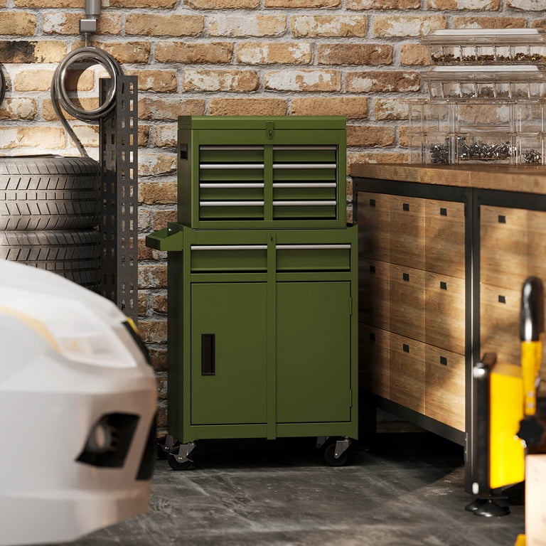 Costway 2 in 1 Tool Chest & Cabinet with Sliding Drawers Rolling