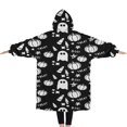 thumbnail image 2 of Oversized Wearable Blanket Hoodie,Black Halloween Ghosts Pumpkins and Stars Sherpa Blanket Hoodie with Super Pockets,Super Warm Fuzzy Pullover for Women & Men, 2 of 6