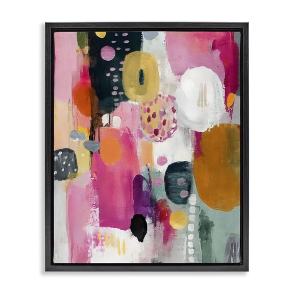 Stupell Industries Abstract Blooms Cascade Black Framed Floater Canvas Wall Art, design by Riley B