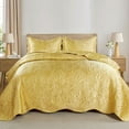 thumbnail image 4 of Home Soft Things 3 Piece Quilted Satin Bedspread Set - Queen 96"x96" - Gold, 4 of 12