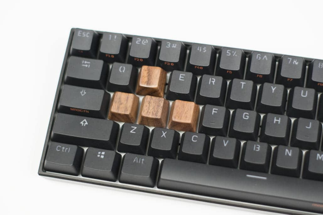 OEM Black Walnut Artisan Wooden Keycaps WASD