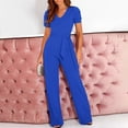 thumbnail image 2 of Fsqjgq Jumpsuits for Women Blue Bodysuit Boho Elegant Jumpsuit V Neck Long Jumpsuit Trouser Suit Playsuit Romper Bib Overalls Wide Leg Pants Rompers with Belt Red Jumpsuits for Women XL, 2 of 6
