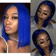 thumbnail image 7 of Colored Wigs Blue Bob Wigs Lace Frontal Wigs Human Hair Wigs for Women 13x4 Lace Front Wigs Brazilian Virgin Hair Short Straight Bob Wigs Cosplay, 7 of 7