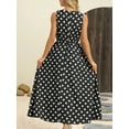 thumbnail image 4 of Women's Polka Dot Round Neck Sleeveless Midi Dress 100% Polyester Lightweight Chic Everyday Wardrobe For Spring Wear, 4 of 8