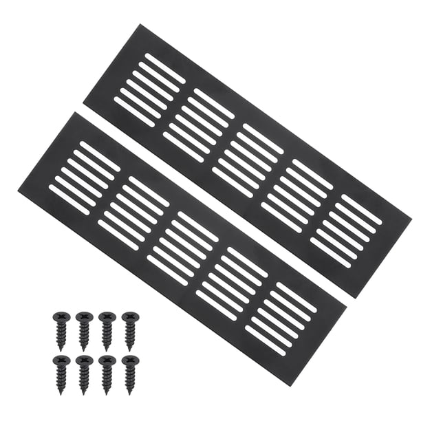 Cubierta de ventilación rectangular Uxcell 9"x2.4" 2pcs con rejilla de ventilación y tornillos para gabinete negro