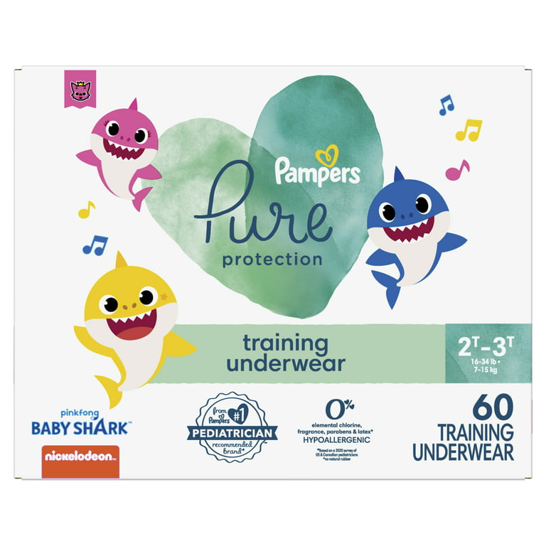 Pampers Pure Pants Baby Shark Toddler Training Pants 2T/3T, Unisex, 60 Ct  (Select for More Options)