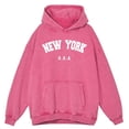 thumbnail image 3 of Sudadera con capucha para hombre, estilo retro, desgastado, lavado, estilo urbano de EE. UU., Nueva York, EE. UU., otoño, estilo hip hop, informal, 100 % algodón, 3 of 4
