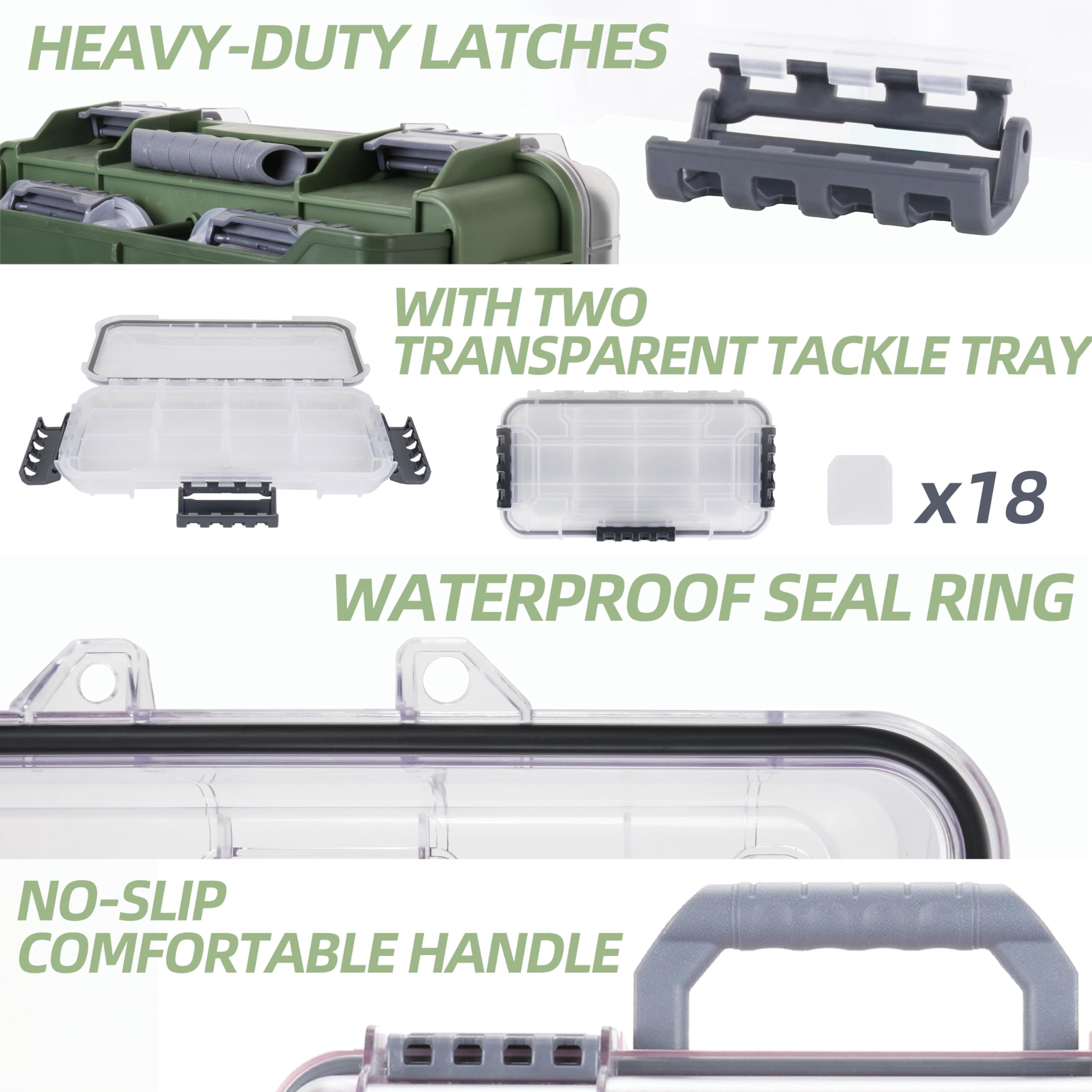 Universal Fishing Tackle Box With Two Small Tray  Removal Inside Design Waterproof Trunk Storage Thicker Floating Airtight Stowaway Xmas Surprise Gifts For Men Women