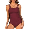 thumbnail image 1 of Charmo Women's Two Piece Swimsuit Side Drawstring Tankini Tops with High Waisted Bikini Bottoms, 1 of 5