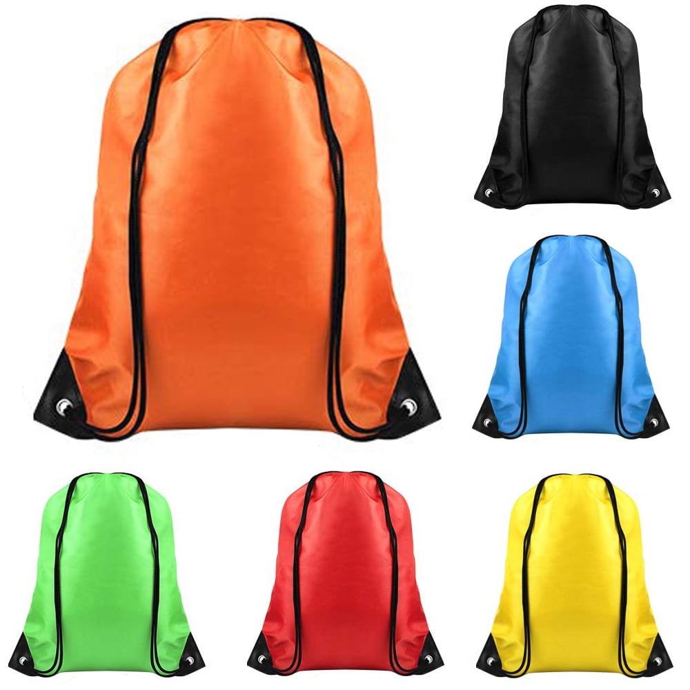 Personalised Orange Drawstring Bag Sack Gym PE Swim  School Print 