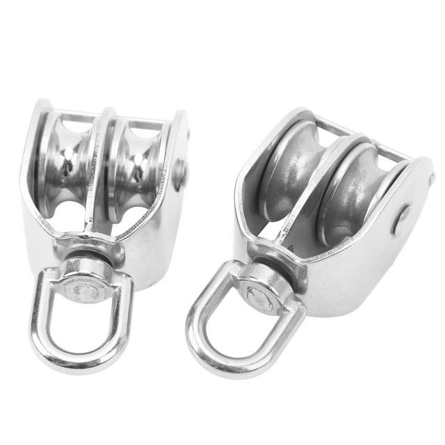 Double Pulley Block, 304 Stainless Steel 2PCS M32 Large Load Capacity Cable Pulley Roller For Industrial Lifting For Machine Loading
