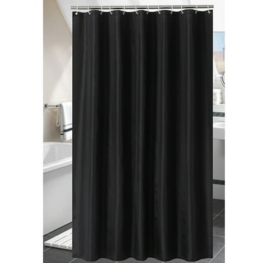 70"x 60" Water Repellent Cloth Shower Curtain Liner  with Grommets Hooks Mold Mildew Resistant Black