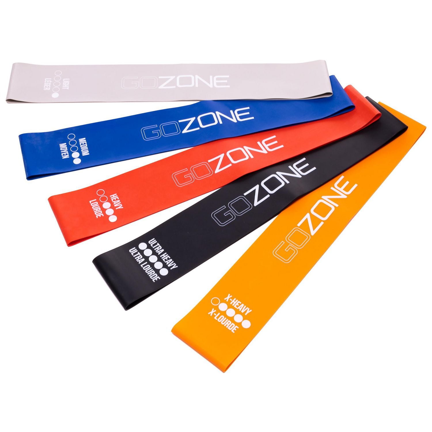 GoZone 5-Pack Looped Resistance Bands – Multi-Colour, With carry bag