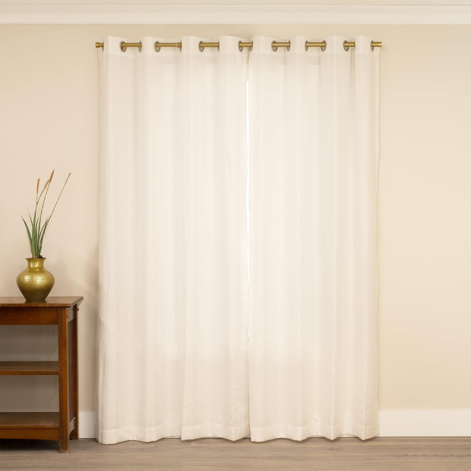 Better Homes & Gardens Plated Brass Cap Adjustable Single Curtain Rod Set, 32-120"