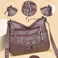 thumbnail image 1 of LHSHID Vintage chic rivet accent soft PU leather crossbody shoulder bag-spacious multi-zipper messenger bag with adjustable strap, perfect for women on-the-go-stylish, durable, and easy to clean, 1 of 1
