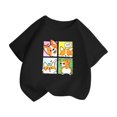 thumbnail image 3 of Chemises Filles Mode Personnalité Imprimé Col Rond Manches Courtes Tee Été Décontracté Ample Hauts Filles Noir 4 Ans-6 Ans, 3 of 5