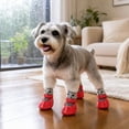 thumbnail image 4 of Waterproof Dog Socks with Silicone Soles Anti-Slip Pet Rain Boots Paw Protectors with Fastening Straps for Small Medium Dogs Cats 4 Pcs, 4 of 7