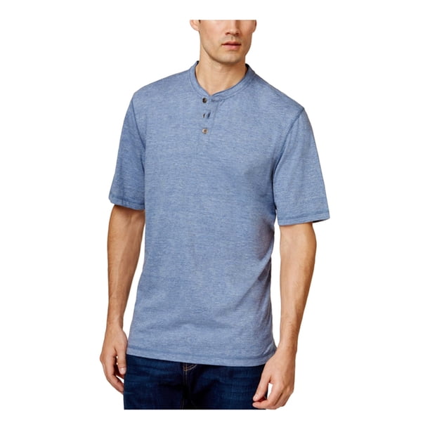 Camiseta henley de jersey melange resistente a la intemperie para hombre, azul, pequeña