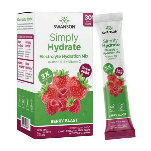 Swanson Simply Hydrate Electrolyte Hydration Mix - Berry Blast 30 Pkts