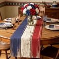 thumbnail image 5 of erdimoy 4th of July Patriotic Table Runner, 72×13 Inch 5 Styles Red White Blue Star Gnome Butterfly Linen Table Runner for Independence Day Memorial Day Dining, 5 of 6