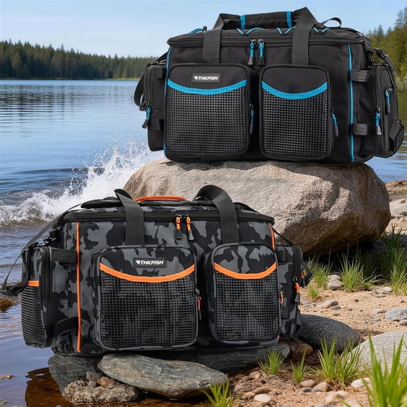 Fishing Tackle Bag for 3600/3700 Box Waterproof Soft Bottom Large Storage with Rod Holders