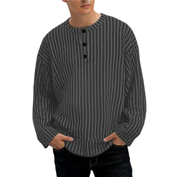 USNSM Men's Long Sleeve Casual Ribbed Knit Round Neck Basic Pullover Sweaters Loose Soft Comfortable Top for Fall Winter Gray XL