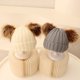 thumbnail image 1 of Gorro de lana para niños de doble bola de estilo europeo y americano, gorro de invierno con bola de pelo grande de imitación de mapache, 1 of 5