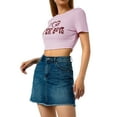 thumbnail image 6 of Biekopu Women Casual Crop Tops, Adults Letter  Heart  Flower Print Short Sleeve Round Neck T-shirt, 6 of 7