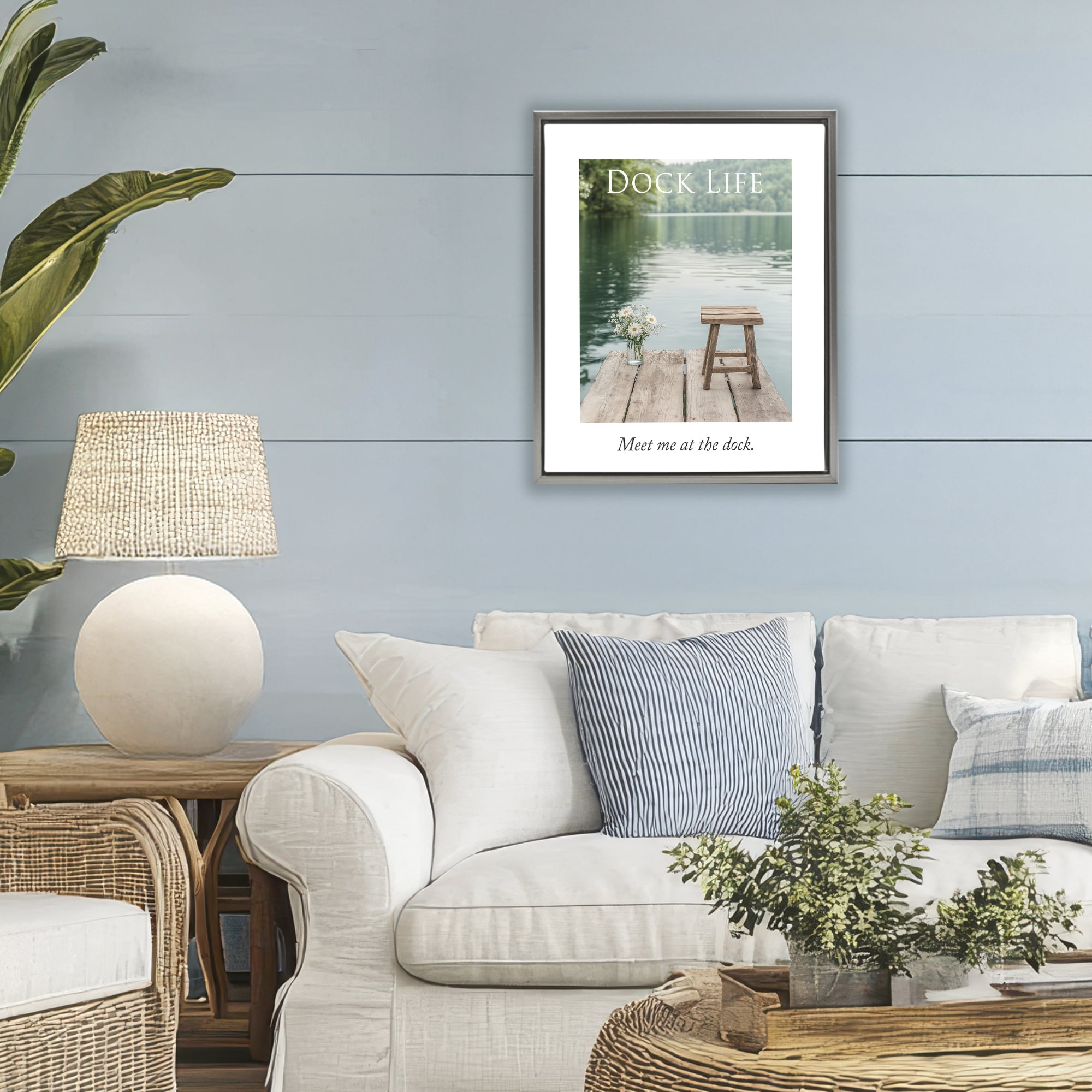 Stupell Industries Dock Life Calming Scenery Gray Framed Floater Canvas Wall Art, design by A Barefoot Stylist
