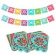 thumbnail image 2 of Banderas decorativas para fiesta de piñata con temática mexicana del Día de los Muertos, banderines con ramo cuadrado hueco colorido, paquete de 5, 2 of 3