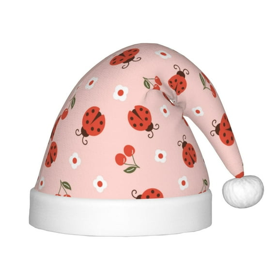 Rateoe Ladybug With Flower Santa Hat Confortable Christmas Hat for Christmas Party Favors Fit for Kids
