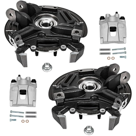 Detroit Axle - Rear Steering Knuckles w/ Wheel Hubs Brake Calipers Replacement for Ford Explorer Mercury Mountaineer - 4pc Set