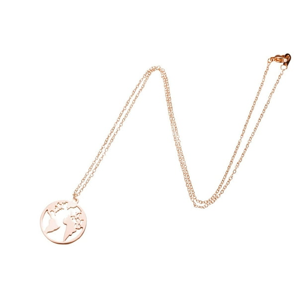 Mapa del Mundo Collar de la Tierra Collar de Viajes Regalos para Mujeres Hombre Diseño Sense Joyería