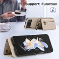 thumbnail image 5 of ELEHOLD Case for Samsung Galaxy Z Flip 3, Zipper Leather Wallet Crossbody Case with Detachable Ring Kickstand & Card Slots,Beige, 5 of 11