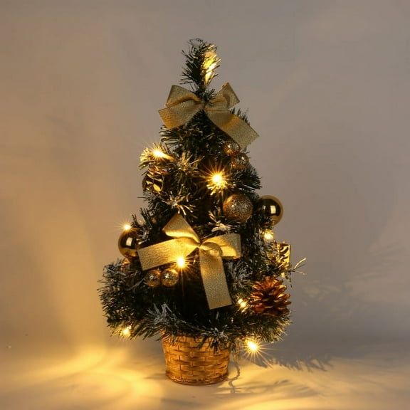 Christmas Tree Ornaments, Desktop Christmas Tree, 15.7" Tall Battery Powered Tabletop Christmas Tree Hanging Decorations