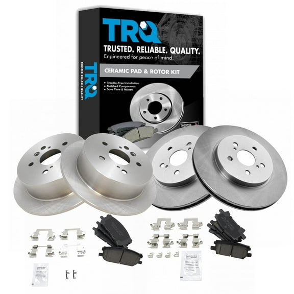 TRQ Front and Rear Brake Pad & Rotor Kit Brake Pads Brake Rotor Ceramic Fits Select 2004-2006 Lexus RX330 2007-2009 RX350 2006-2008 RX400h 2006-2007 Toyota Highlander