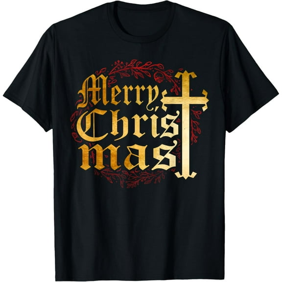 Merry Christmas Christian Cross Religious Family Matching T-Shirt