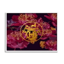 Stupell Industries Glam Emblem Flower Pattern Botanical & Floral Painting White Framed Art Print Wall Art, 30 x 24