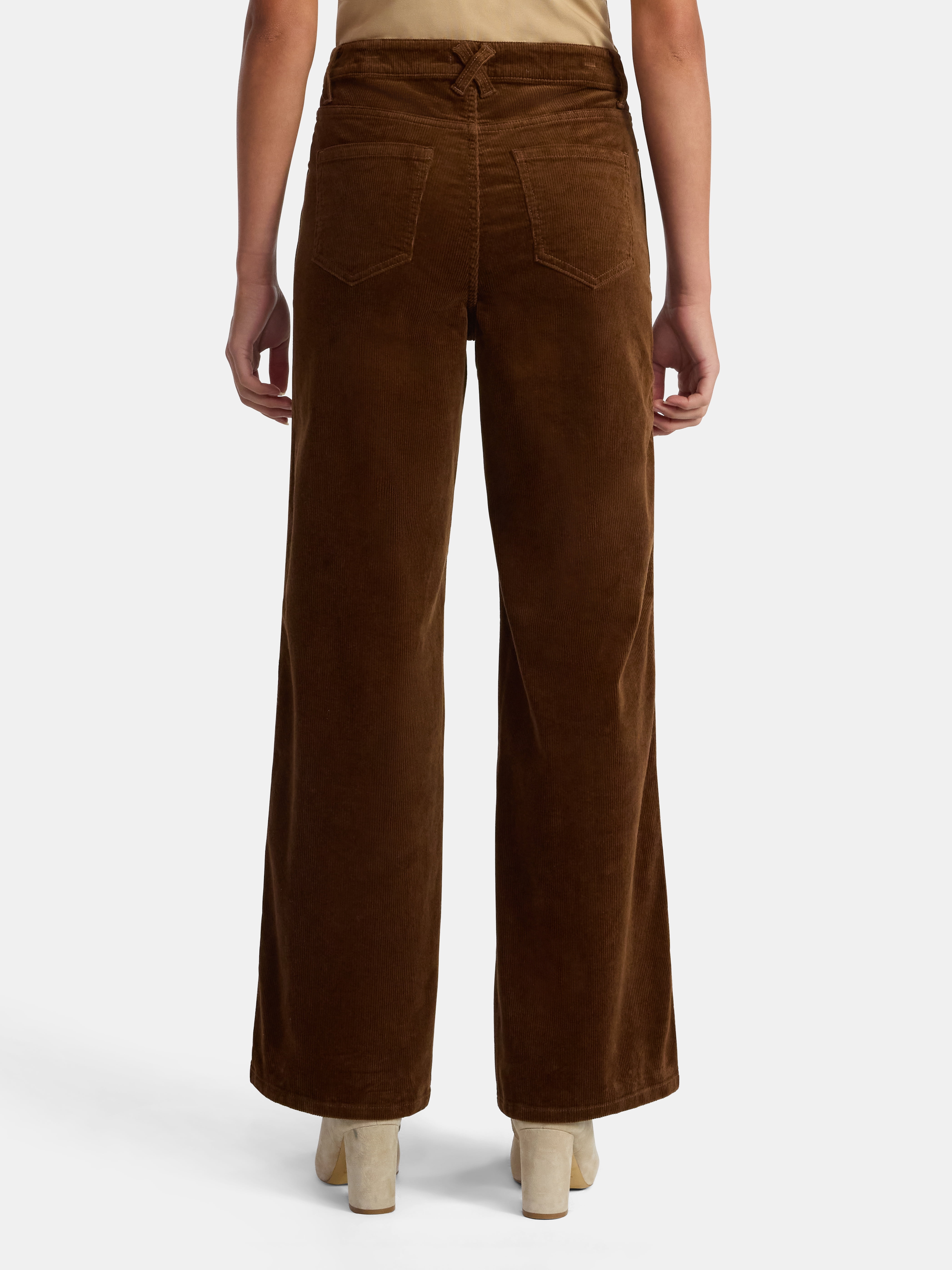 Time and Tru Women's and Women's Plus Corduroy Seamed Wide Leg Pants, 31" Inseam, Sizes 2-22