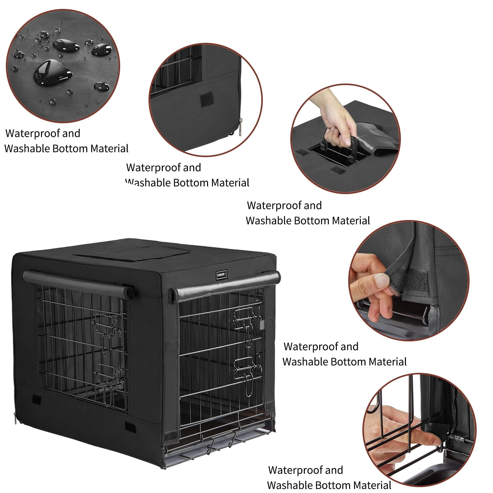 Dog Crates For Small Size Dogs Indoor Double Door Kennels & Houses Puppy And Cats  Collapsible Metal Contour Cages (black 42.0" L X 28.0" W 31.0" H)