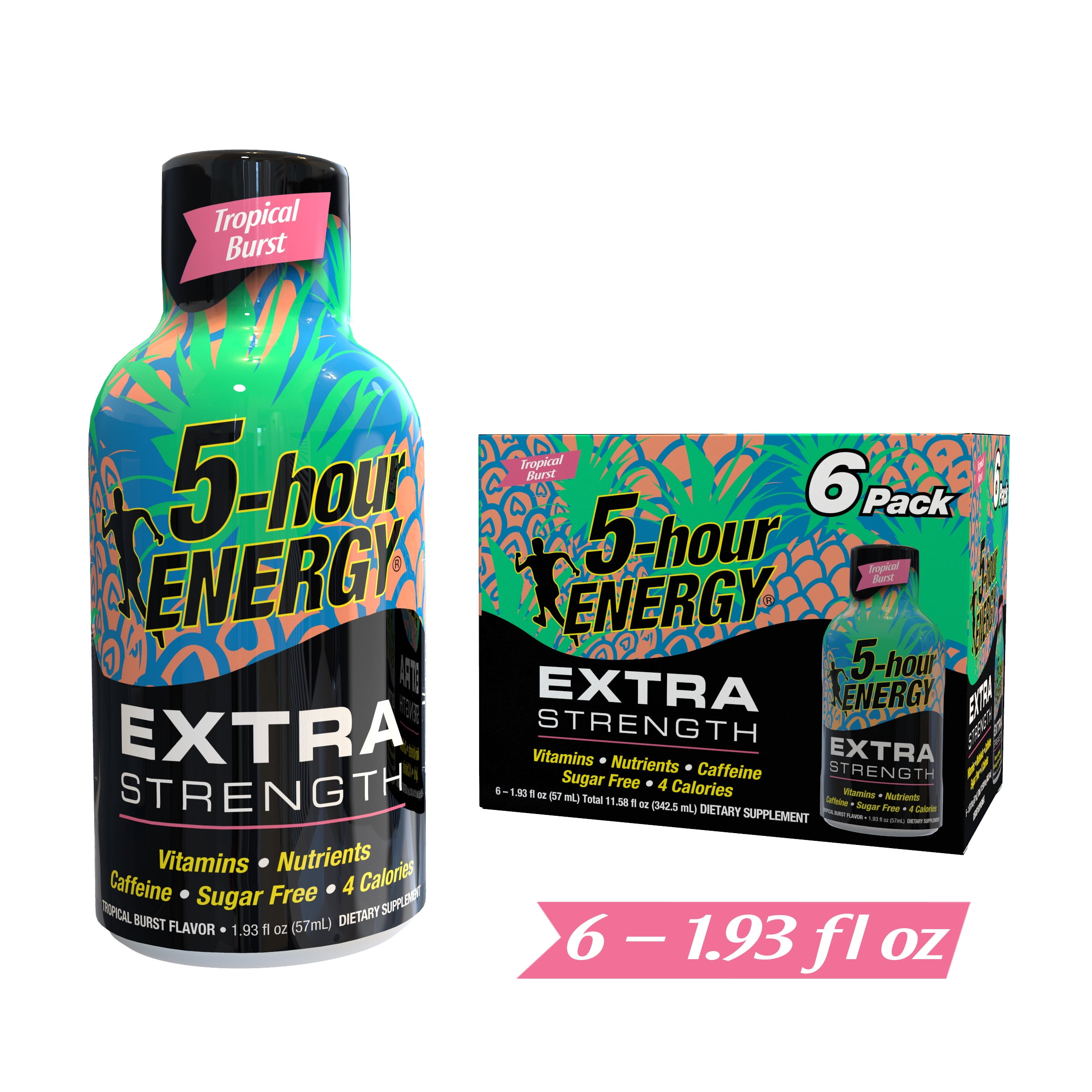 5hour ENERGY Shot, Extra Strength, Tropical Burst, 1.93 oz, 6 Count