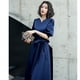 thumbnail image 1 of Vestido de noche negro para mujer, elegante, de largo medio, sencillo y generoso, para banquetes, talla grande, 1 of 6