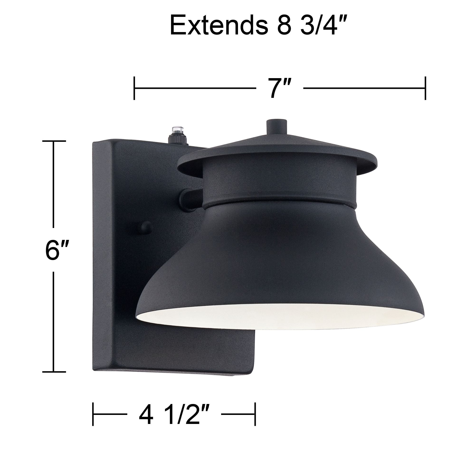 John Timberland Farmhouse Industrial Rustic Outdoor Barn Light Fixture Black LED Dusk to Dawn 6" for Exterior Deck House Porch Yard Patio Outside Roof