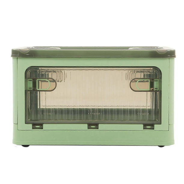 Foldable Storage Box with Removable Wheels, Small Stackable Storage Bins for Living Room and Bedroom, Green