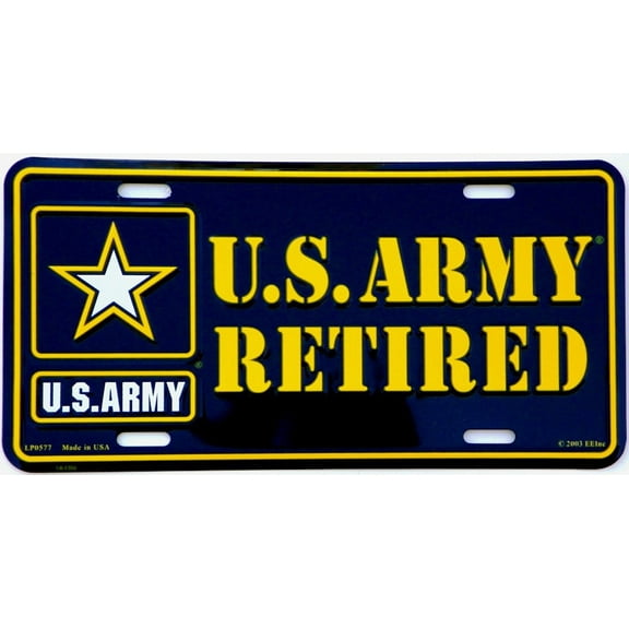 EagleEmblems US Army Retired License Plate (Yellow)