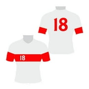 18 Unisex Soccer Jersey by Winning Beast® (3S-12M-3L). White/Red.