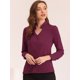 thumbnail image 3 of Camisa abotonada elegante Allegra K con cuello alto y escote En V recortado, primavera, mujer, Rojo púrpura, XS, 3 of 5