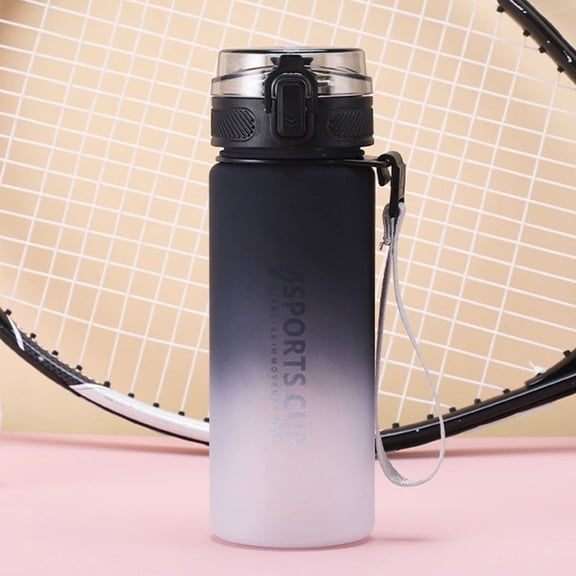 Water Bottle with Straw and Handle, Gradient Color Large Capacity Plastic Water Bottle with Tea Infuser, Leak Proof One Touch Lid for Sports Gym and School